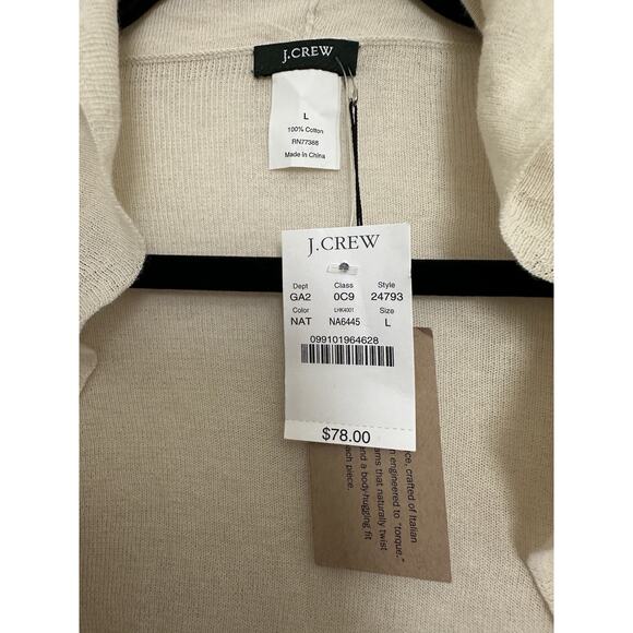 J.Crew Size L beige open-front ruffled cardigan. lightweight knit sweater - Picture 4 of 5